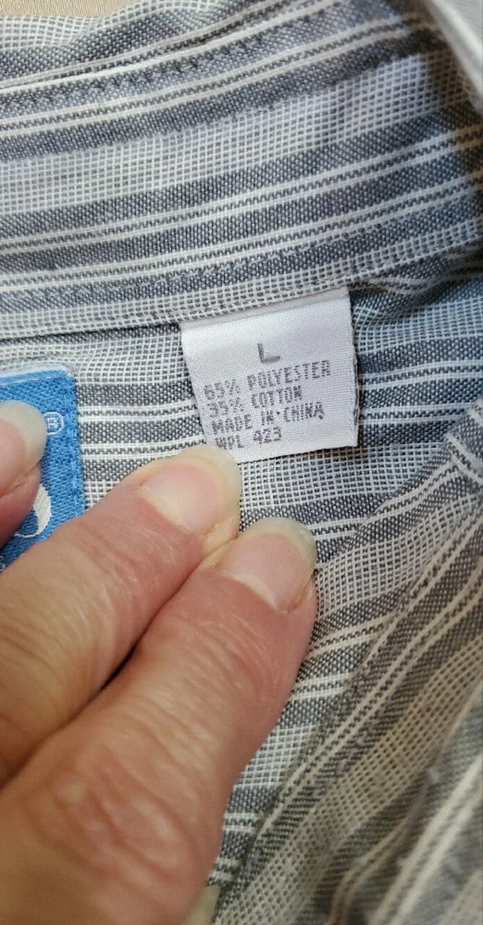 Levi's Men's Gray and White Striped Button-Down Shirt
